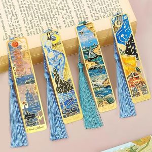 1Pc Metal Bookmark with Tassel | Hollow Oil Painting Book Marker for Novels | Aesthetic Bookmark for Writers, Readers, and Book Lovers | Unique Literary Gift